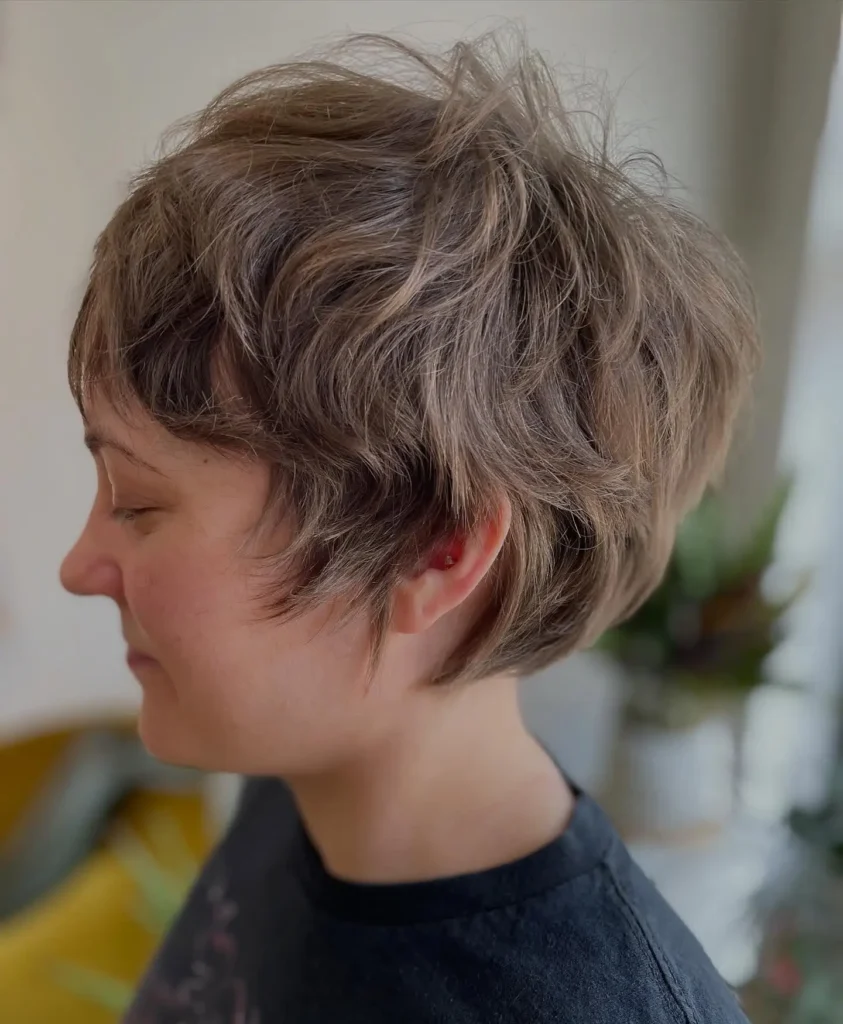 Ash Brown Layered Bixie with Feathered Ends