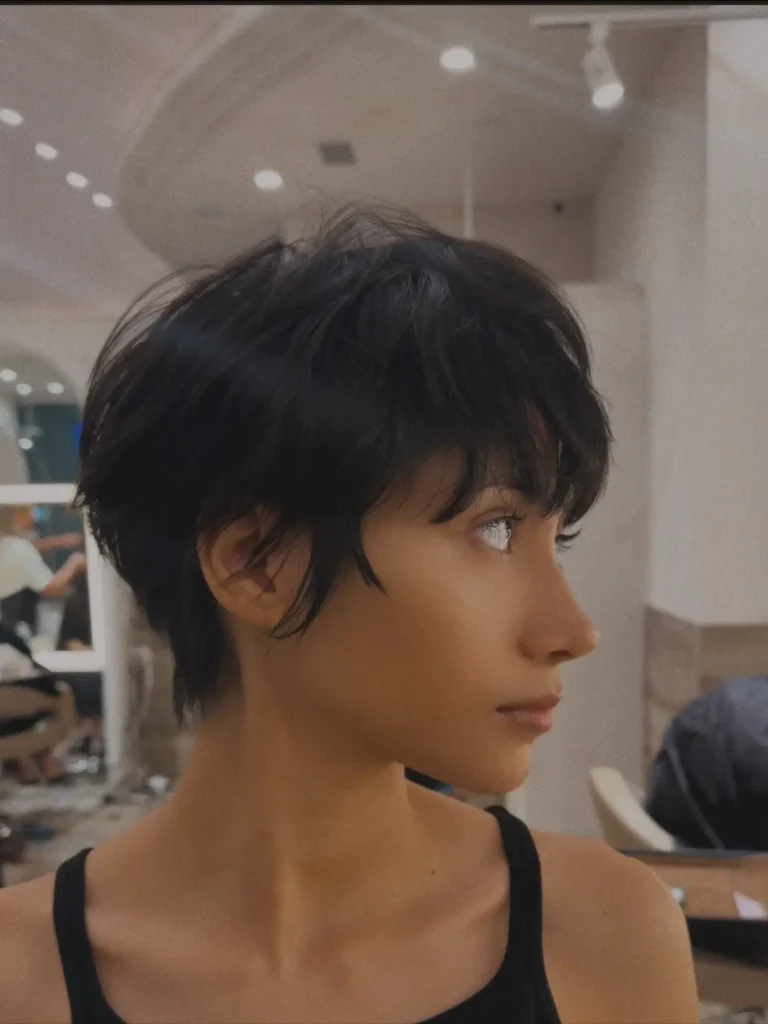 Black Choppy Pixie Mullet with Micro Fringe