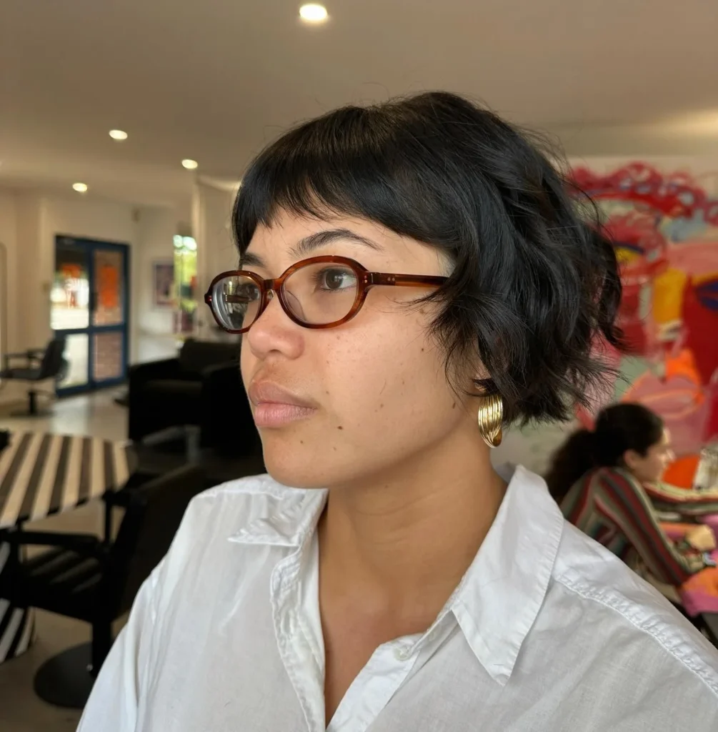 Black Wavy Bixie with Micro Fringe