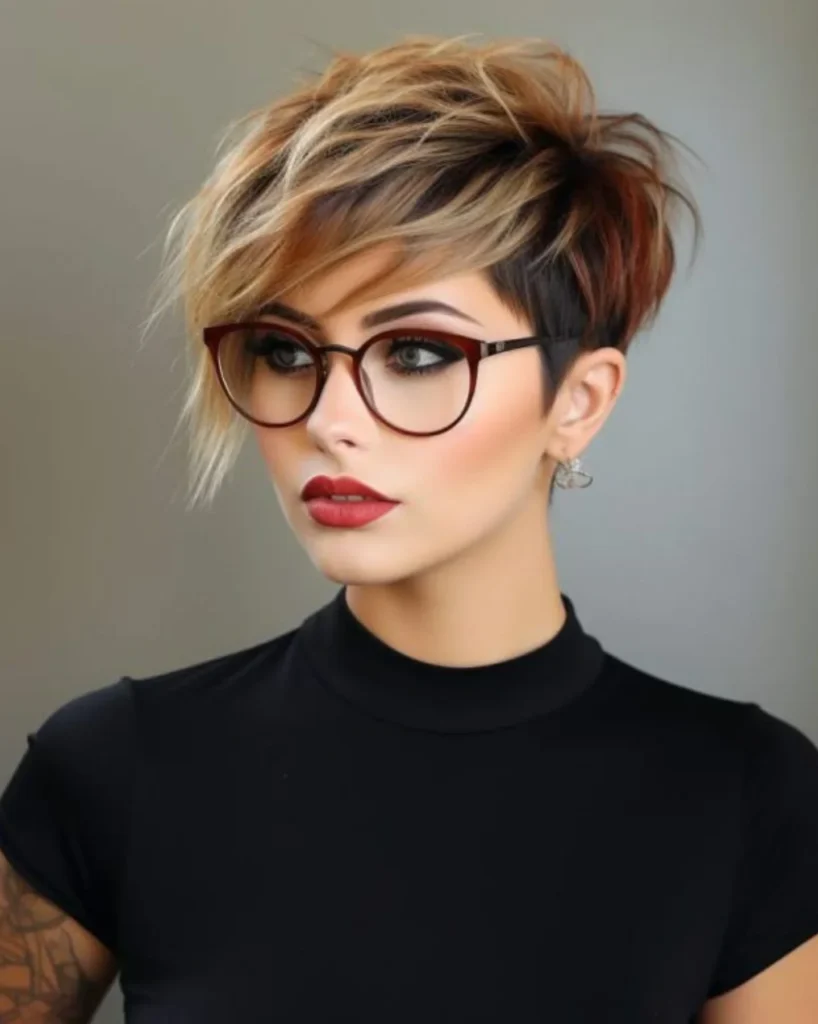 Blonde and Auburn Multicolor Pixie with Razor Undercut