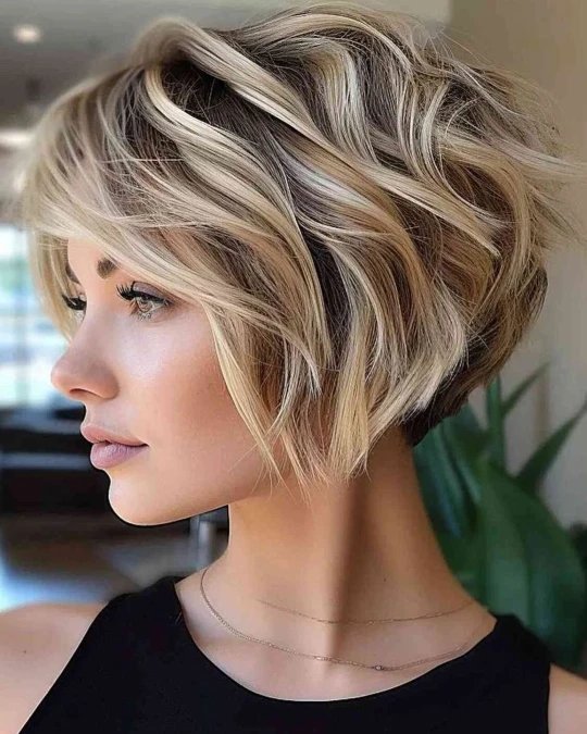 Champagne Blonde Stacked Bob