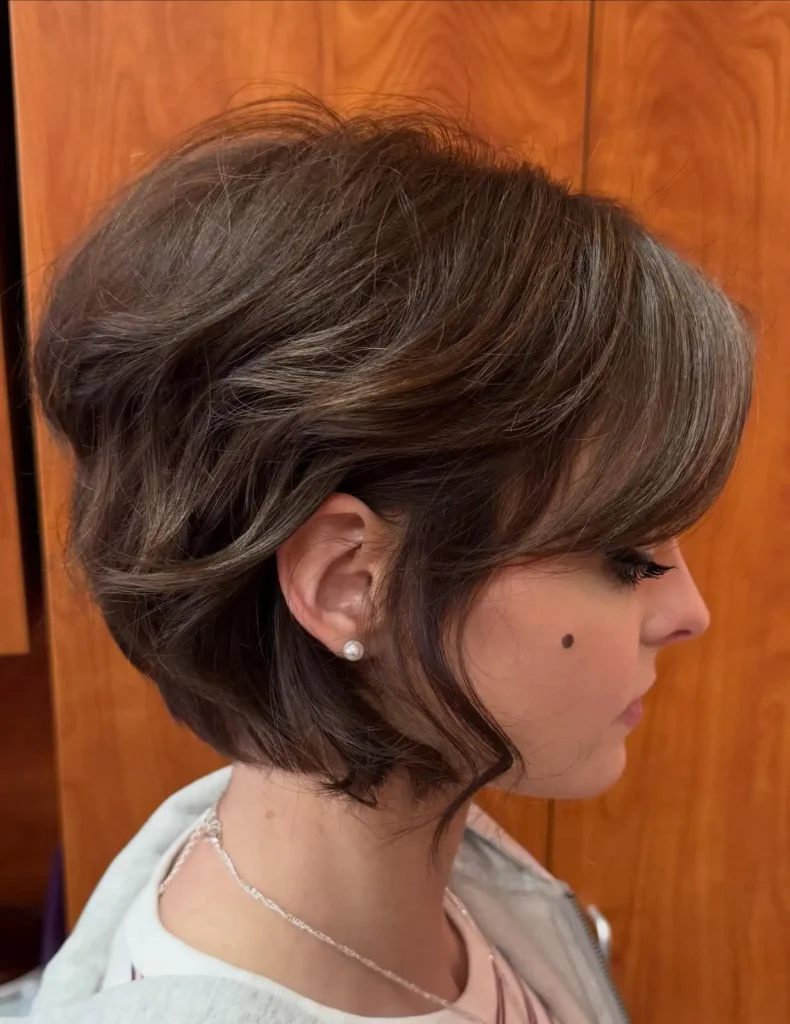Chocolate Brown Voluminous Bixie with Swept Fringe