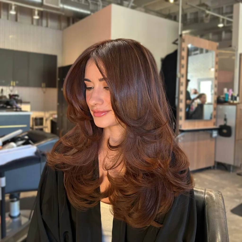  Cinnamon Brown Voluminous Layers with Bouncy Flips