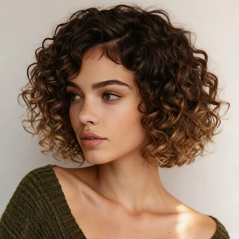 Curly Bob with Ombre Ends