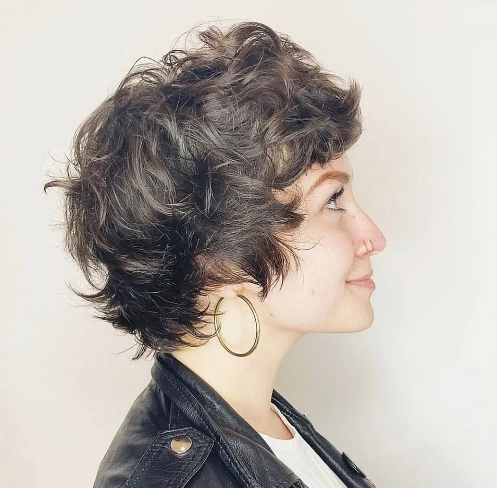 Dark Curly Bixie with Wispy Nape Pieces
