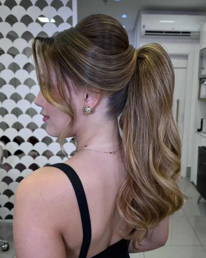 Elevated High Ponytail with Soft Blonde Highlights