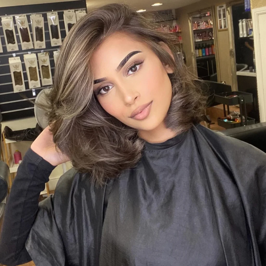 Glamorous Brunette Bob with Soft Curled Ends