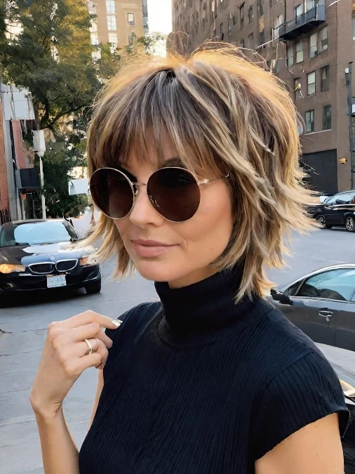 Honey Blonde Shaggy Mullet