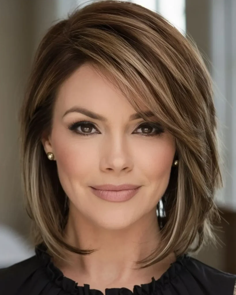 Honey-Toned Side-Swept Lob
