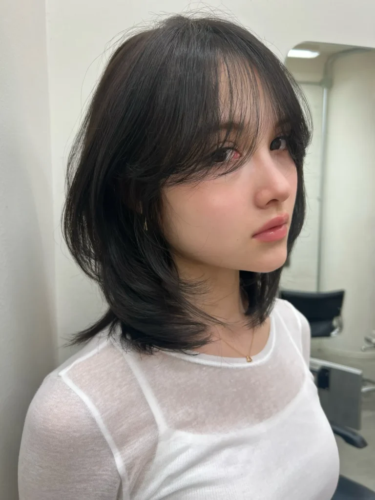Korean-Inspired Wolf Bob with Wispy Bangs