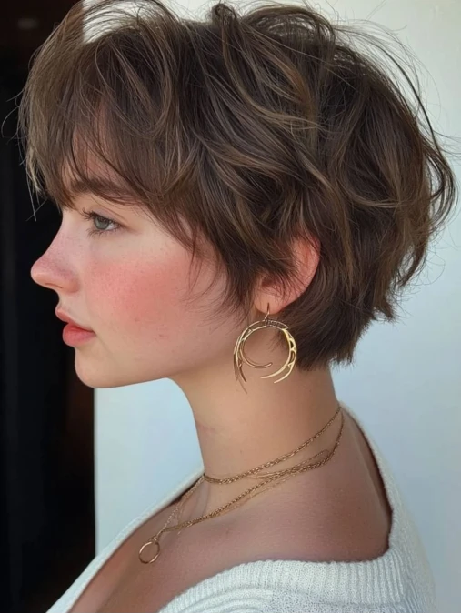 Layered Mahogany Bob with Copper Highlights