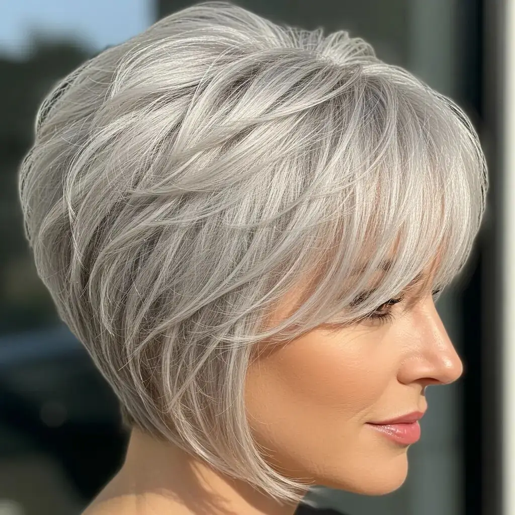 Layered Silver Tapered Bob