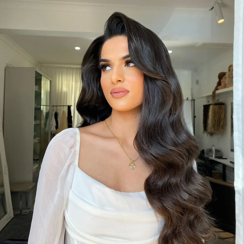 Old Hollywood Glam Waves with Volume Crown