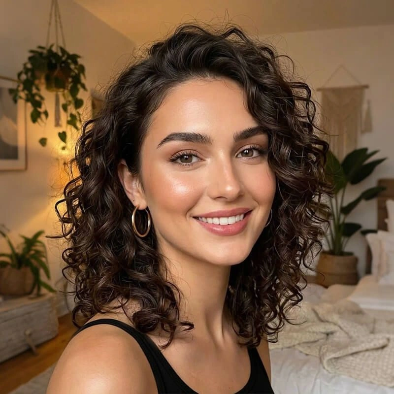 Short Curly Bob with Natural Ringlets