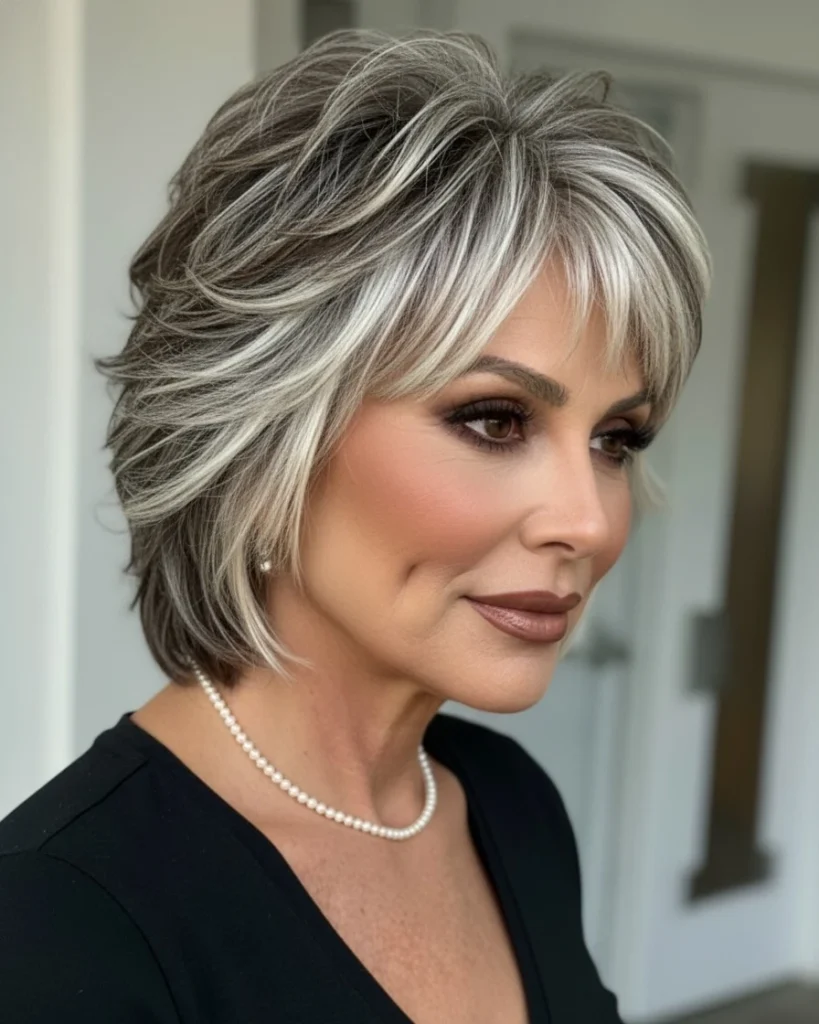 Silver Highlighted Short Shag with Feathered Layers