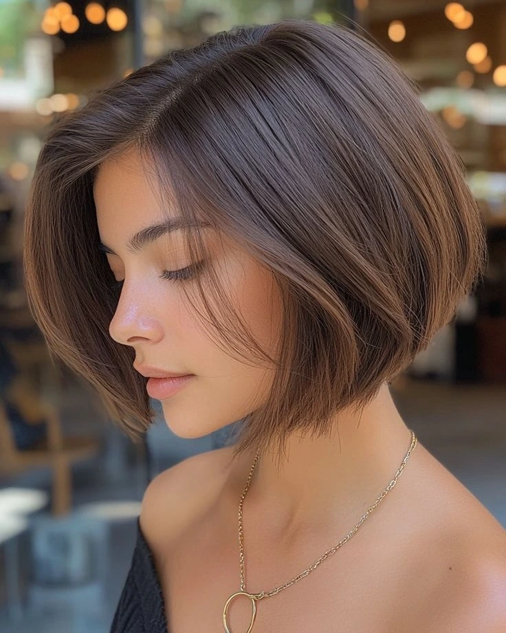 Sleek Rounded Bob with Center Part