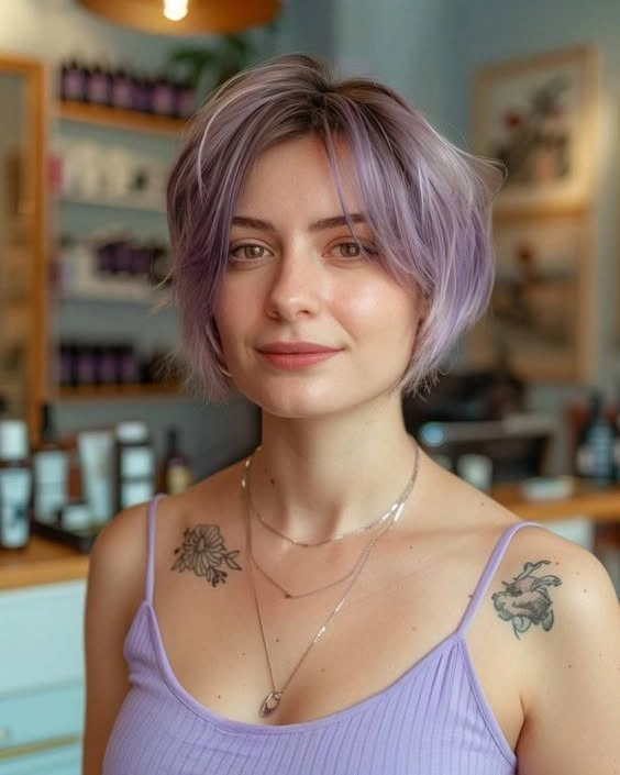 Soft Lilac Pixie Bob with Wispy Center Part