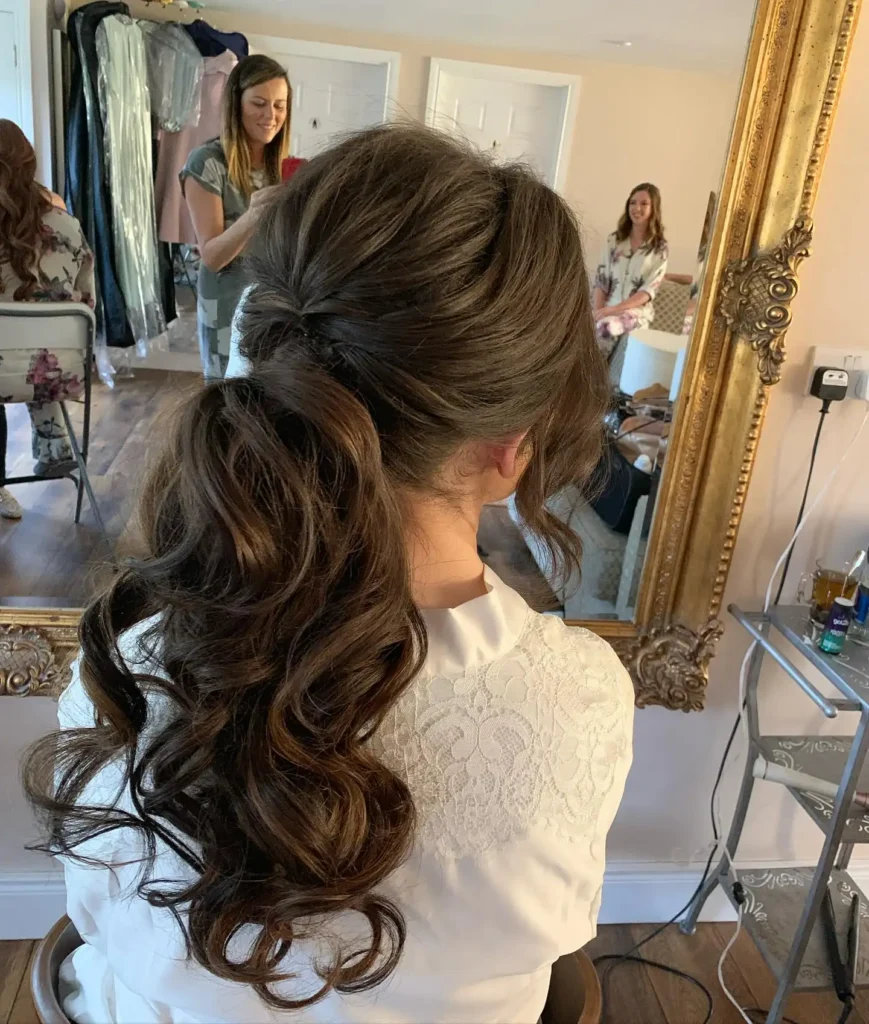 Textured Bouffant Ponytail with Romantic Curls