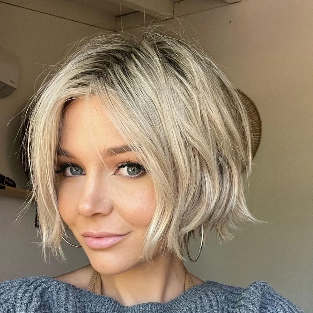 Tousled Blonde Bixie with Dark Roots