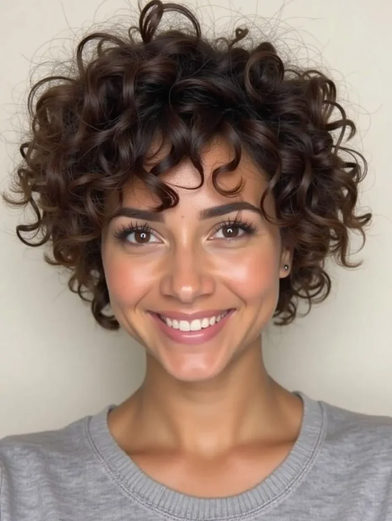 Voluminous Chocolate Curly Bob