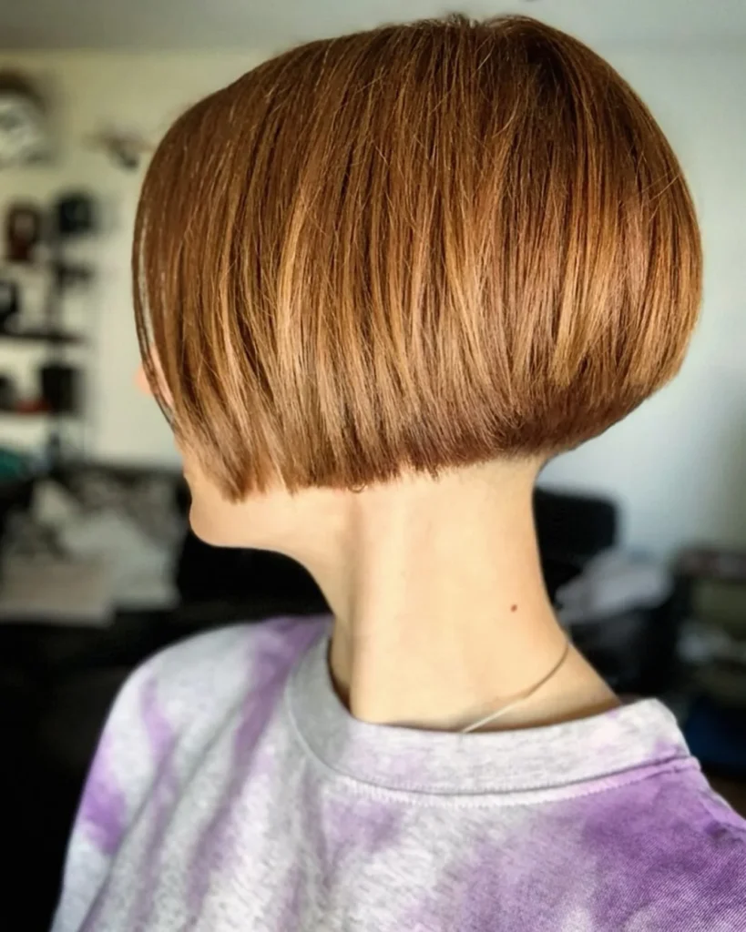 Copper Rounded Bowl Bob with Clean Nape and Smooth Finish