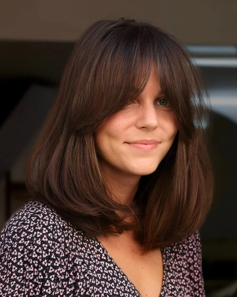 French Girl Lob with Brow Skimming Bangs