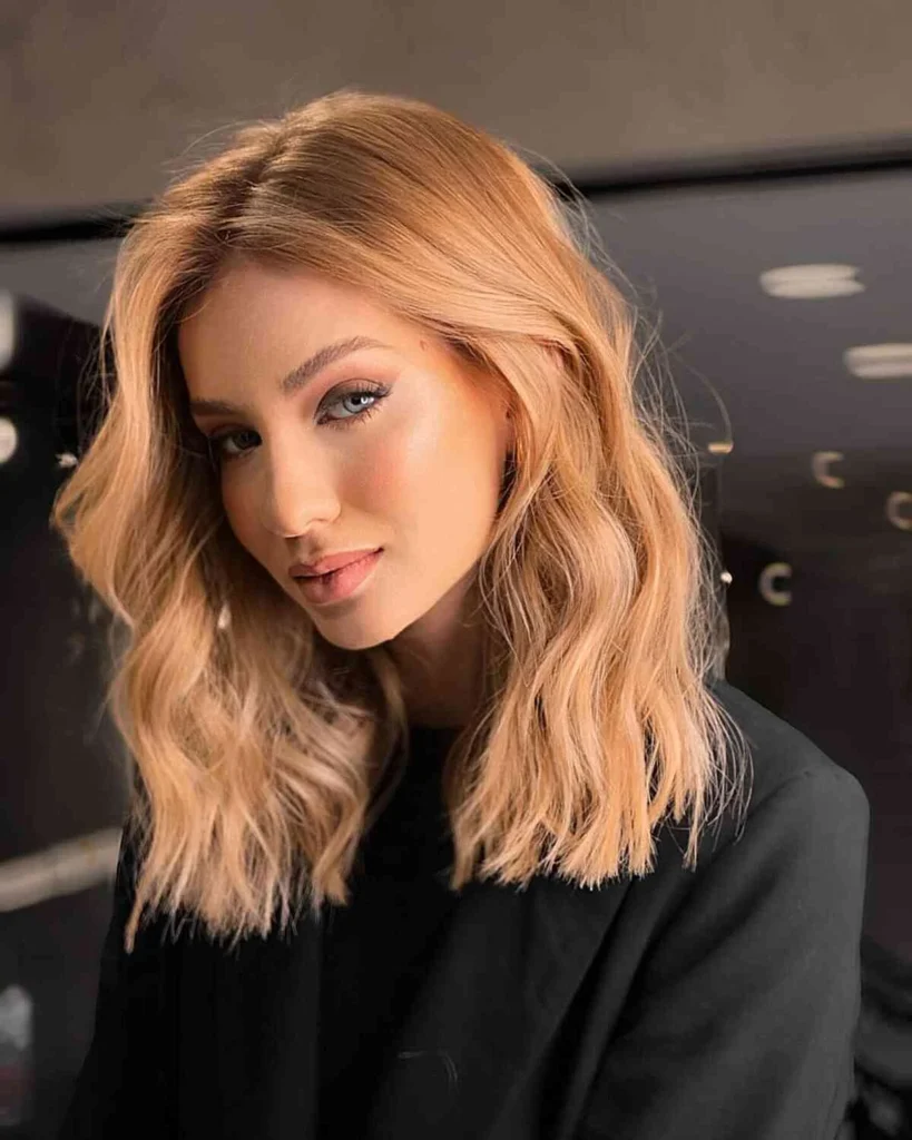 Golden Blonde Wavy Lob
