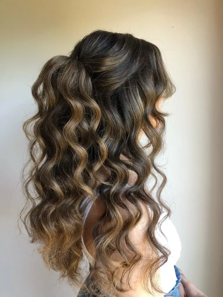  Half Up Twisted Crown with Spiral Curls