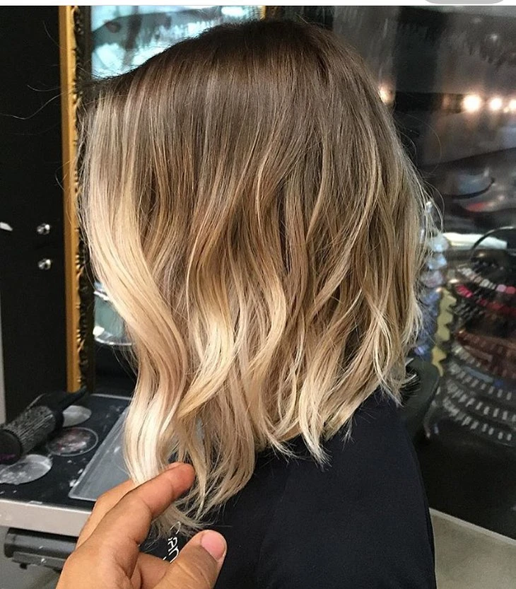  Ombre Lob with Platinum Blonde Ends