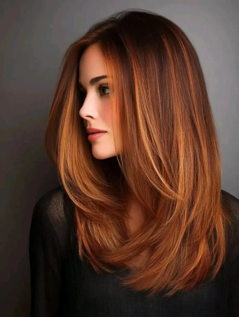 Rich Auburn Layered Cut with Copper Highlights