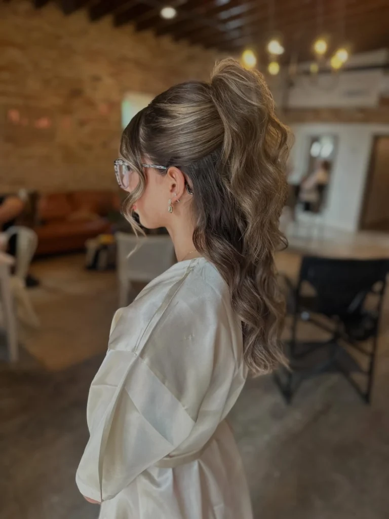 Sky-High Half Up Ponytail with Voluminous Curls