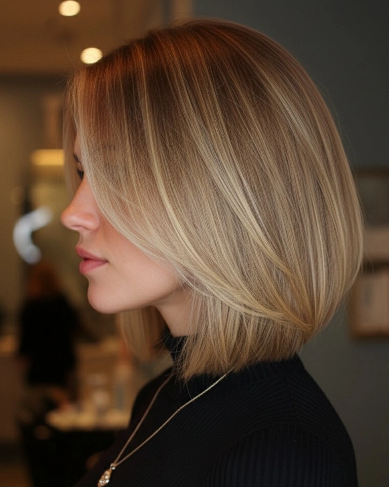  Sleek Air-Dried Bob with Smooth Finish