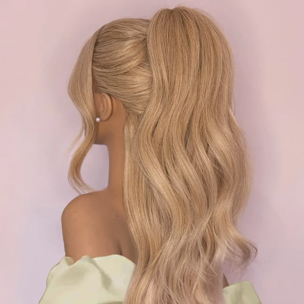 Sleek Half Up Blonde Ponytail with Soft Waves