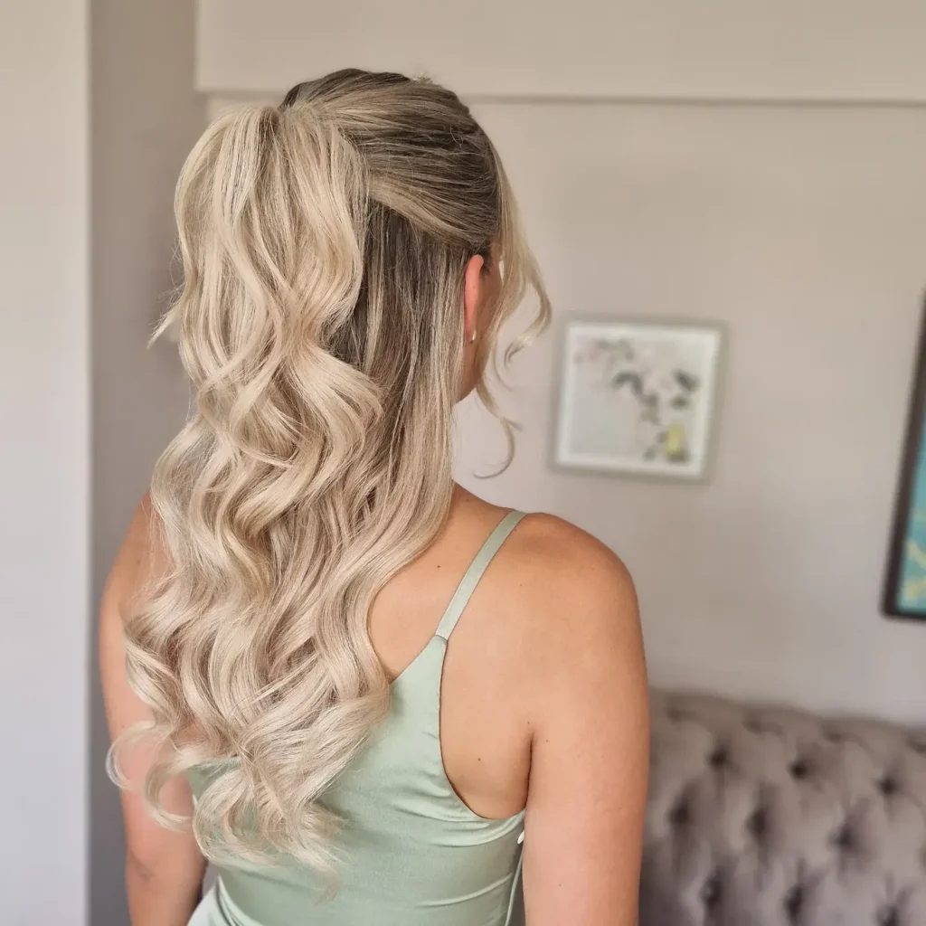 Sleek Half Up Ponytail with Curled Ends