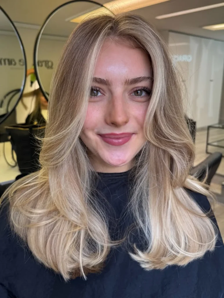 Soft Blonde Blowout with Face-Framing Layers