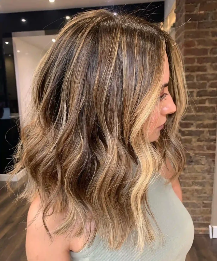 Textured Bronde Lob with Champagne Blonde Ends