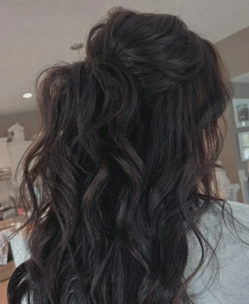 Twisted Half Up with Tousled Dark Waves